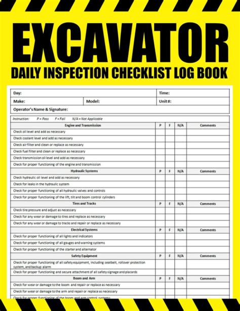 mini excavator inspection checklist|excavator daily check sheet.